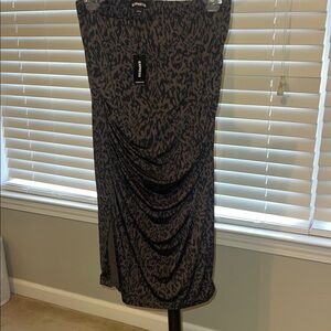 Express Black and greenish brown Patterned Pencil Skirt